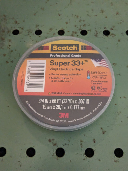 Professional-Quality 3M Scotch-Brand Super 33+ Black Vinyl Electrical Tape
